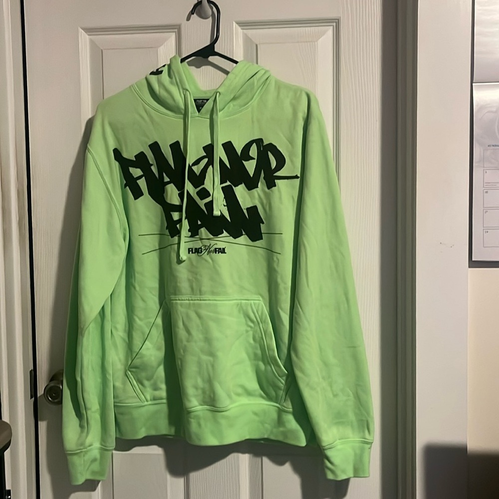 Flag nor Fail Neon Green old school logo hoodie